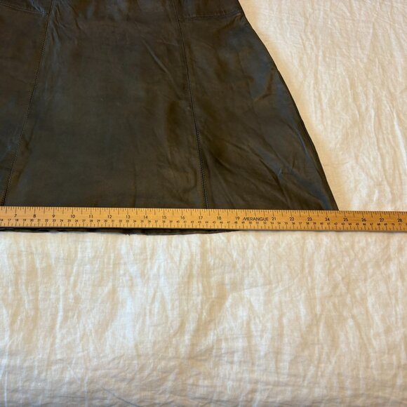 ZARA Woman 100% Leather Mini Skirt – Olive Green – Size L - Picture 8 of 10
